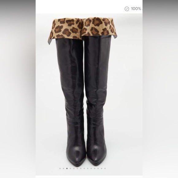 Stuart Weitzman black leather and calf hair over the knee boots size 8.5 - Picture 2 of 16